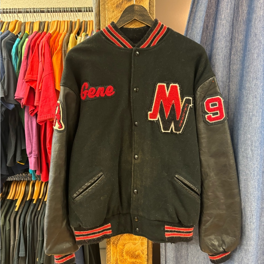 Vintage Falcons Black and Red Varsity Jacket